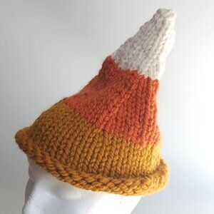 Adorable KIDS Candy Corn Halloween Knit Hat Pointed Handmade
